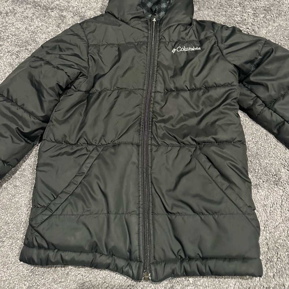 Columbia Boys fleece lined hooded reversible Black Quilted Jacket 6/8